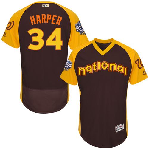 Nationals #34 Bryce Harper Brown Flexbase Authentic Collection 2016 All-Star National League Stitched MLB Jersey - Click Image to Close